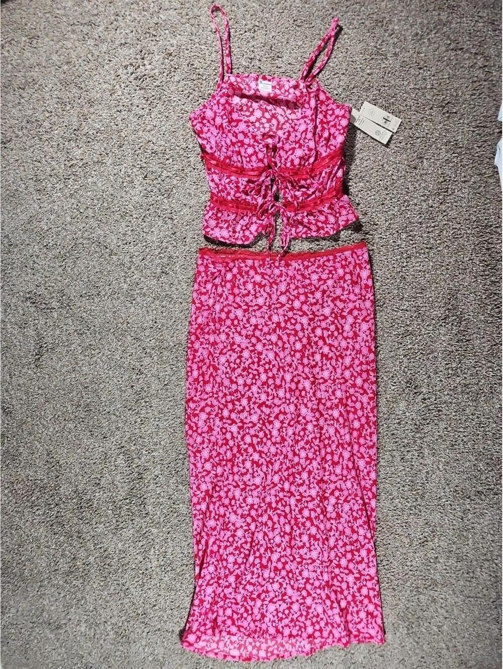 NoBo M 8-10 Tie Front Set Long Skirt Sexy NWT
